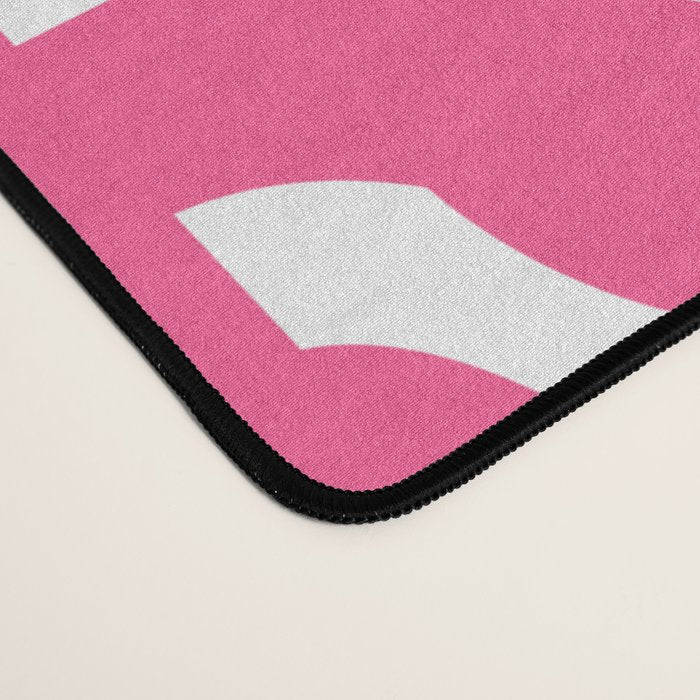 Midcentury Modern Loops Pattern Hot Pink and White Desk Mat Gallery Image 4