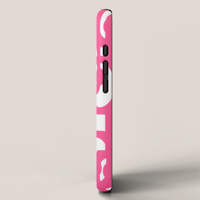 Midcentury Modern Loops Pattern Hot Pink and White iPhone Case Gallery Image 2