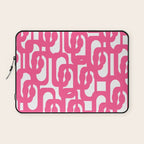 Midcentury Modern Loops Pattern Hot Pink and White Laptop Sleeve Gallery Image 1