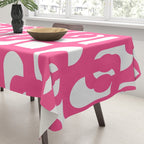 Midcentury Modern Loops Pattern Hot Pink and White Tablecloth Gallery Image 3