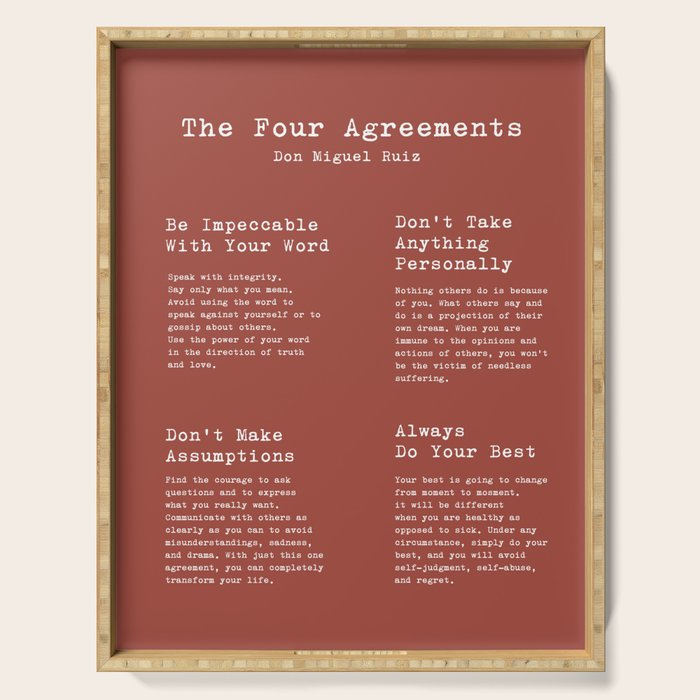 The Four Agreements Brown Serving Tray Gallery Image 1