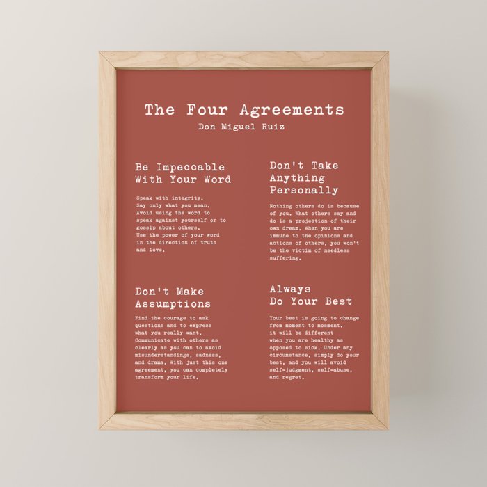 The Four Agreements Brown Mini Art Print