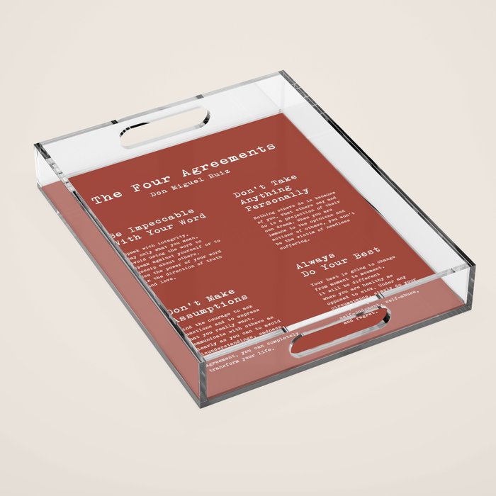 The Four Agreements Brown Acrylic Tray Gallery Image 1