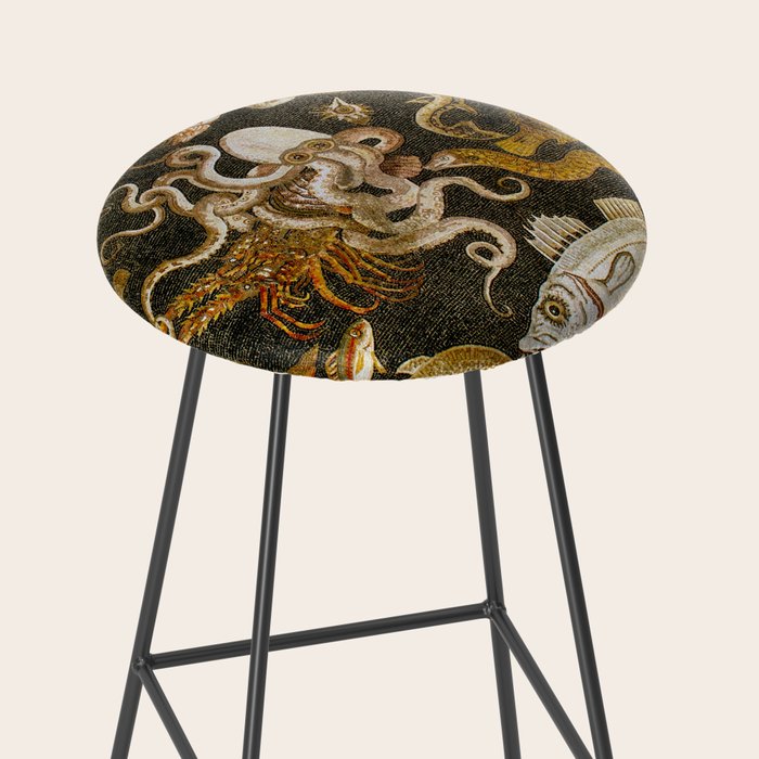 Pompeii Mosaic Ocean Creatures  Stool Gallery Image 2