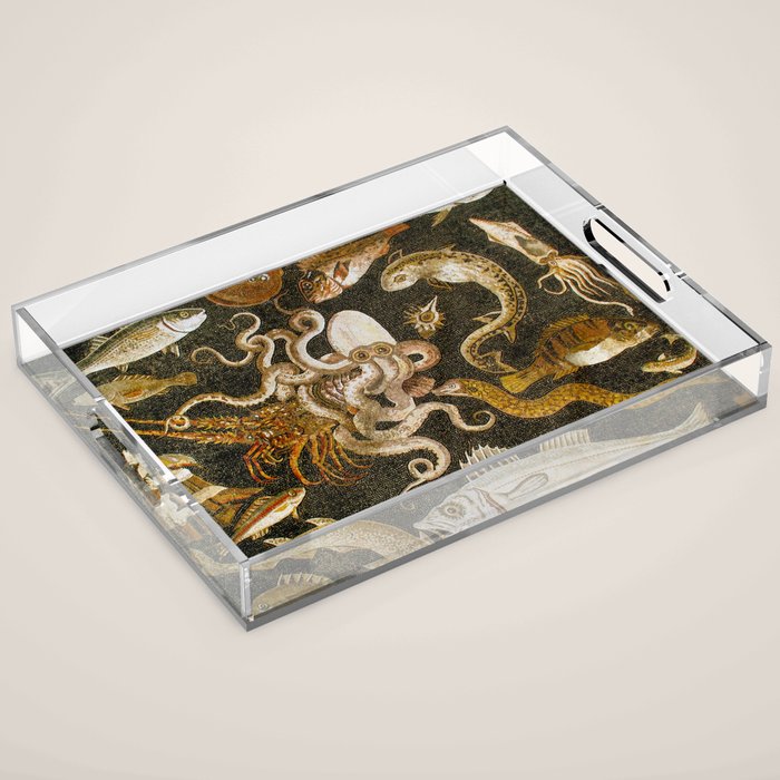 Pompeii Mosaic Ocean Creatures  Acrylic Tray Gallery Image 1