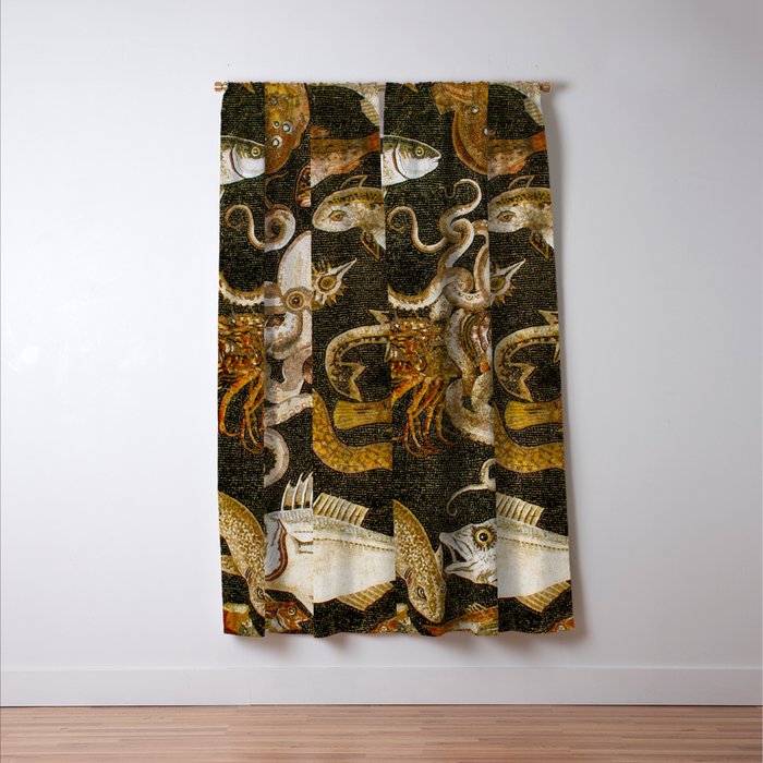 Pompeii Mosaic Ocean Creatures  Window Curtain Gallery Image 3