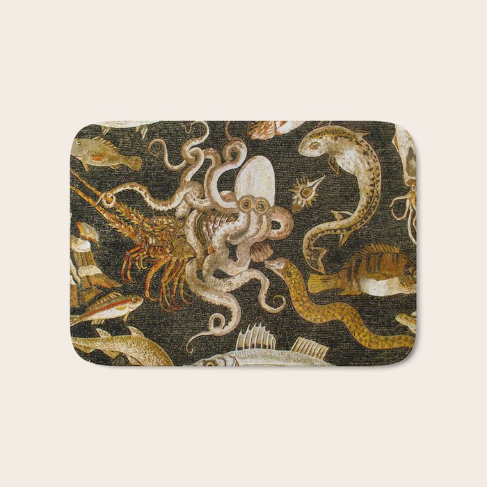 Pompeii Mosaic Ocean Creatures  Bath Mat Gallery Image 1