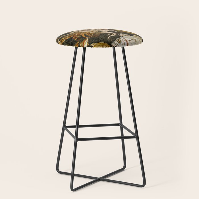 Pompeii Mosaic Ocean Creatures  Stool Gallery Image 1