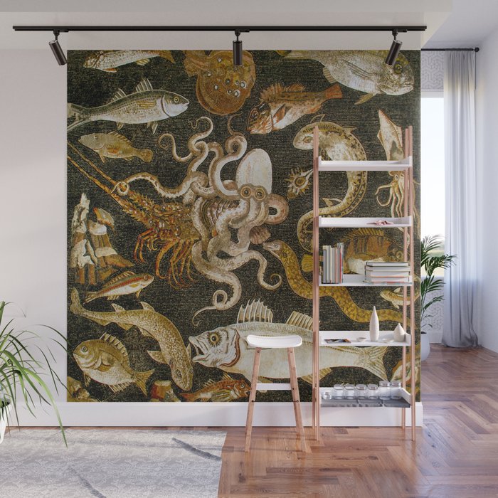 Pompeii Mosaic Ocean Creatures  Wall Mural Gallery Image 1