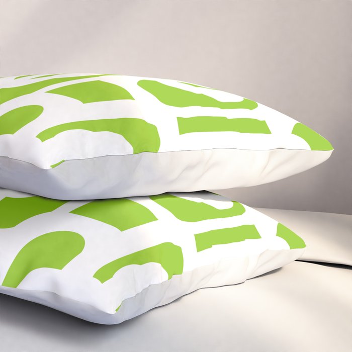 Mid Century Modern Lime Green and White Loop Pattern Pillow Sham Gallery Image 3