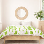 Mid Century Modern Lime Green and White Loop Pattern Duvet Cover Gallery Image 3