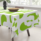 Mid Century Modern Lime Green and White Loop Pattern Tablecloth Gallery Image 3