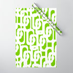 Mid Century Modern Lime Green and White Loop Pattern Wrapping Paper Gallery Image 1