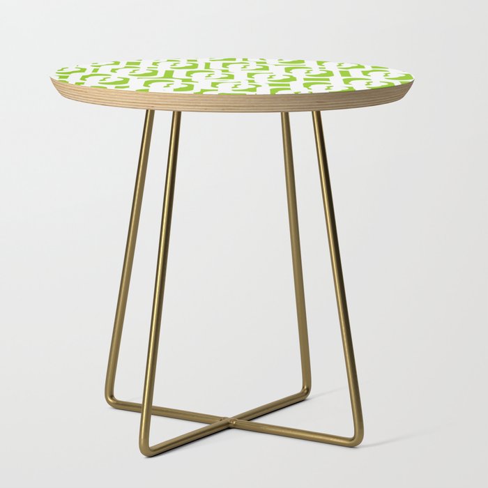 Mid Century Modern Lime Green and White Loop Pattern Side Table Gallery Image 1