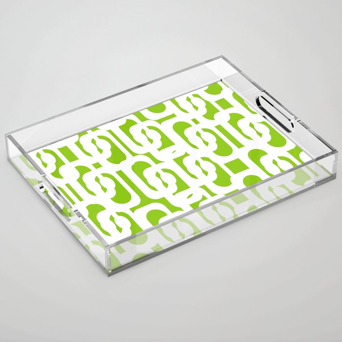 Mid Century Modern Lime Green and White Loop Pattern Acrylic Tray Gallery Image 1