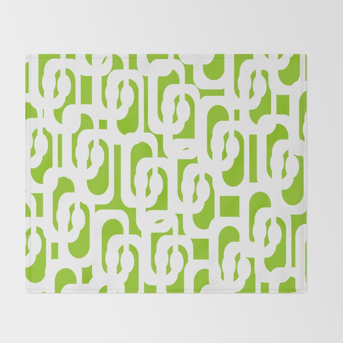Mid Century Modern Lime Green and White Loop Pattern Throw Blanket Gallery Image 2