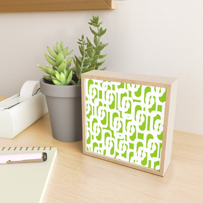 Mid Century Modern Lime Green and White Loop Pattern Mini Art Print Gallery Image 2