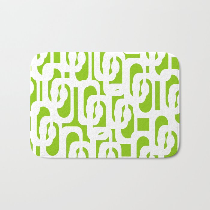 Mid Century Modern Lime Green and White Loop Pattern Bath Mat Gallery Image 1