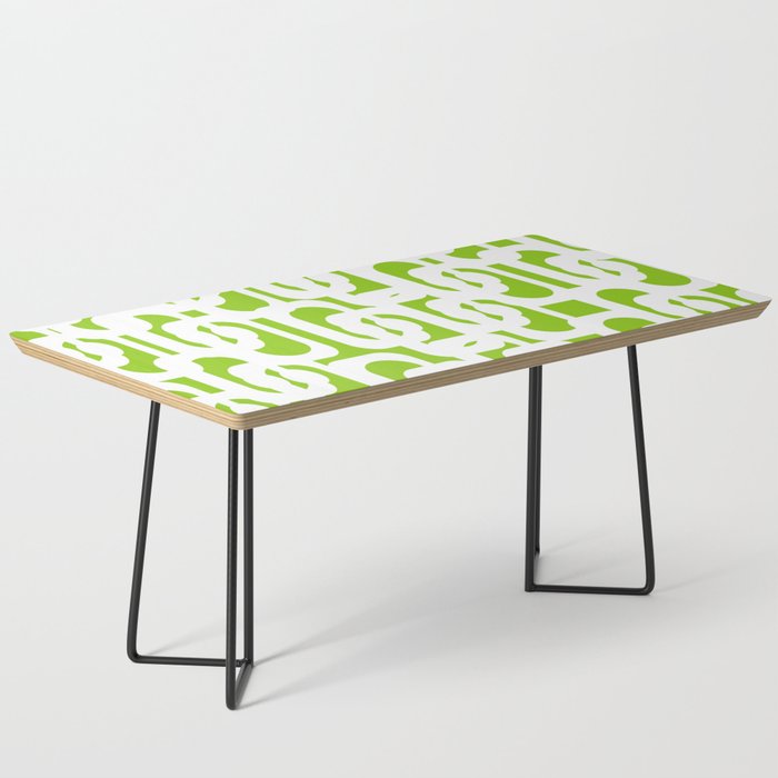 Mid Century Modern Lime Green and White Loop Pattern Coffee Table Gallery Image 1