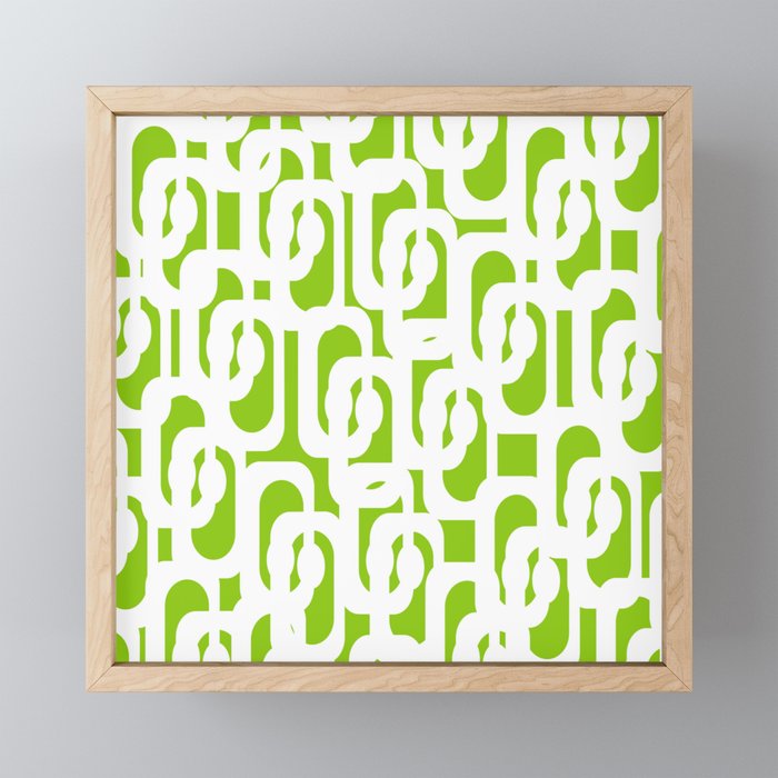 Mid Century Modern Lime Green and White Loop Pattern Mini Art Print Gallery Image 1