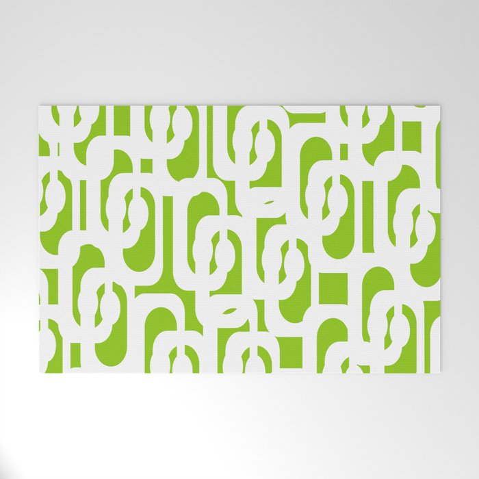 Mid Century Modern Lime Green and White Loop Pattern Welcome Mat Gallery Image 1