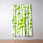 Mid Century Modern Lime Green and White Loop Pattern Window Curtain Gallery Image 3