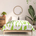 Mid Century Modern Lime Green and White Loop Pattern Comforter Gallery Image 3