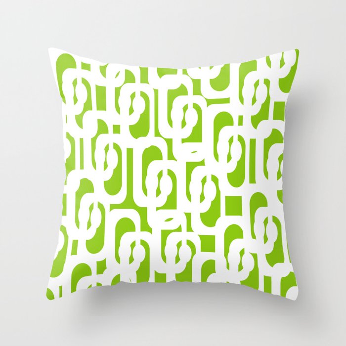 Mid Century Modern Lime Green and White Loop Pattern Throw Pillow Gallery Image 1