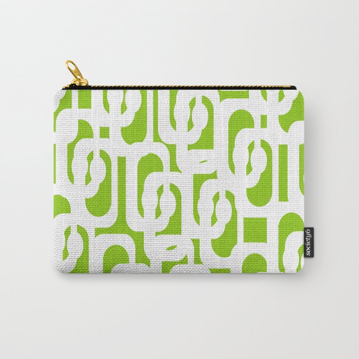 Mid Century Modern Lime Green and White Loop Pattern Carry All Pouch Gallery Image 1