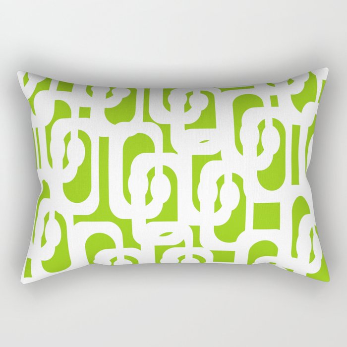 Mid Century Modern Lime Green and White Loop Pattern Rectangular Pillow Gallery Image 1