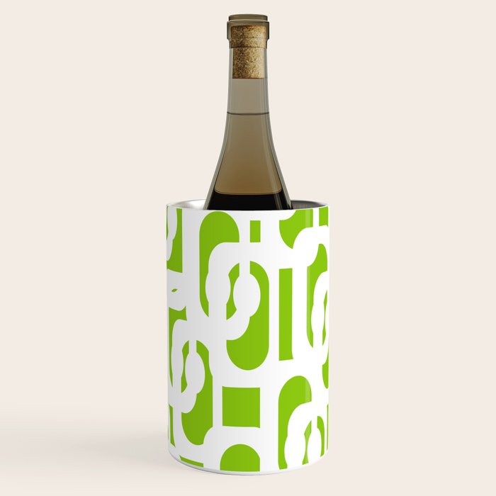 Mid Century Modern Lime Green and White Loop Pattern Wine Chiller Gallery Image 3