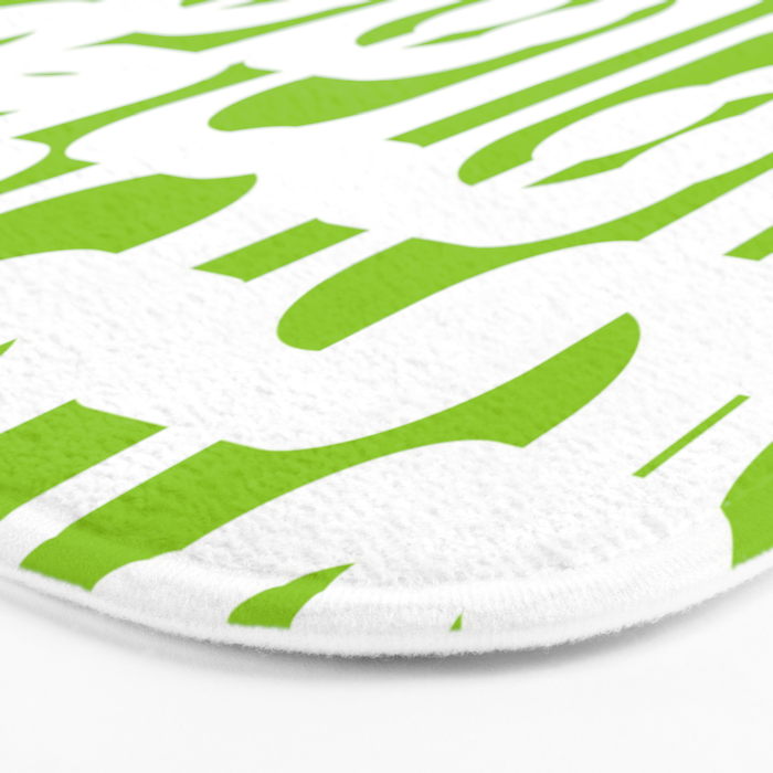 Mid Century Modern Lime Green and White Loop Pattern Bath Mat Gallery Image 3