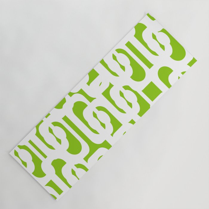 Mid Century Modern Lime Green and White Loop Pattern Yoga Mat Gallery Image 1
