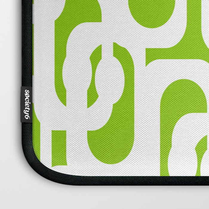 Mid Century Modern Lime Green and White Loop Pattern Laptop Sleeve Gallery Image 3