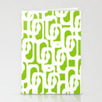 Mid Century Modern Lime Green and White Loop Pattern Stationery Card Gallery Image 2