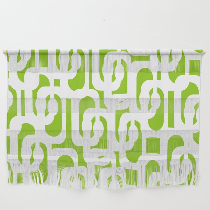 Mid Century Modern Lime Green and White Loop Pattern Wall Hanging Gallery Image 1