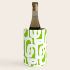 Mid Century Modern Lime Green and White Loop Pattern Wine Chiller Gallery Image 1