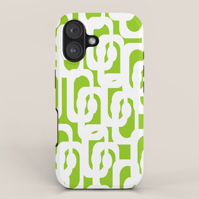 Mid Century Modern Lime Green and White Loop Pattern iPhone Case Gallery Image 1