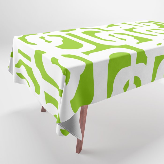 Mid Century Modern Lime Green and White Loop Pattern Tablecloth Gallery Image 1