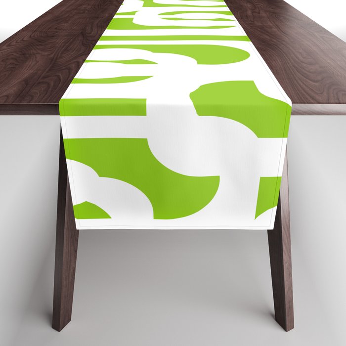 Mid Century Modern Lime Green and White Loop Pattern Table Runner Gallery Image 1