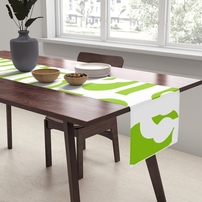 Mid Century Modern Lime Green and White Loop Pattern Table Runner Gallery Image 2