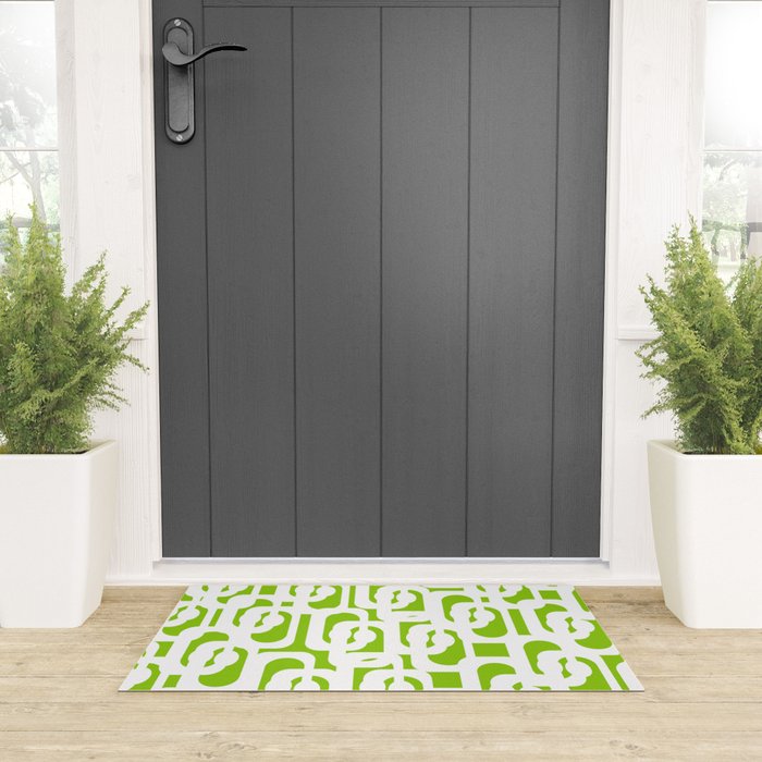 Mid Century Modern Lime Green and White Loop Pattern Welcome Mat Gallery Image 3