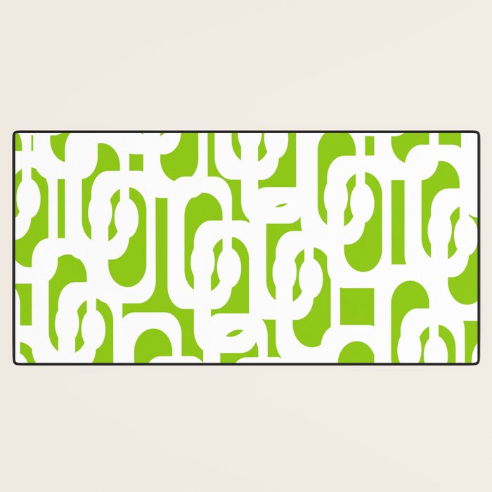 Mid Century Modern Lime Green and White Loop Pattern Desk Mat Gallery Image 3