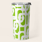 Mid Century Modern Lime Green and White Loop Pattern Travel Mug Gallery Image 2
