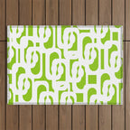 Mid Century Modern Lime Green and White Loop Pattern Outdoor Rug Gallery Image 1