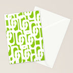 Mid Century Modern Lime Green and White Loop Pattern Stationery Card Gallery Image 2