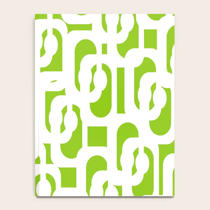 Mid Century Modern Lime Green and White Loop Pattern Notebook Gallery Image 4