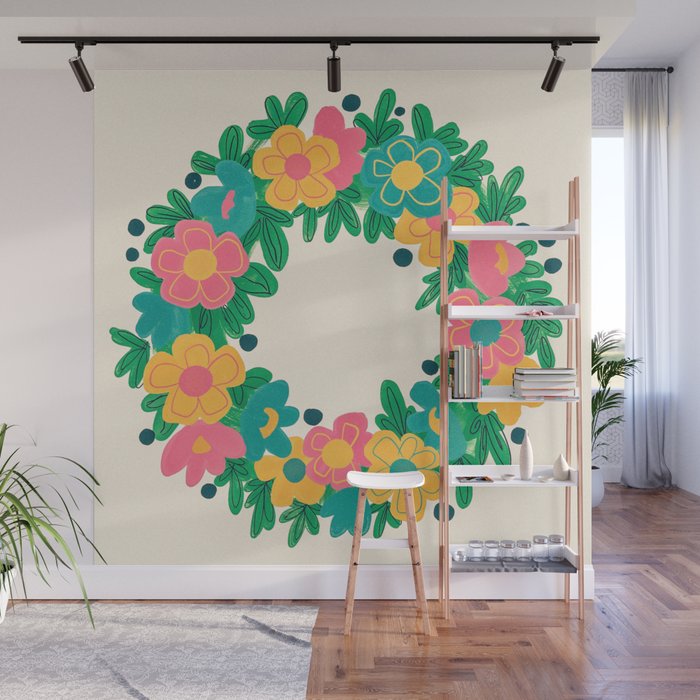 Floral Wreath Wall Mural Gallery Image 1