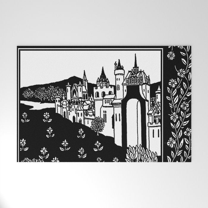 âRiding Out From The Abbeyâ by Aubrey Beardsley Welcome Mat Gallery Image 1