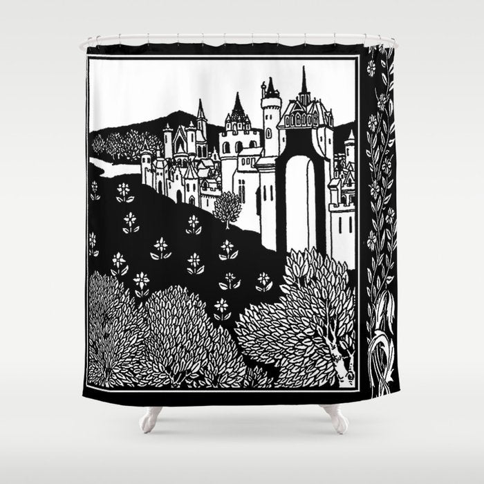 âRiding Out From The Abbeyâ by Aubrey Beardsley Shower Curtain Gallery Image 1